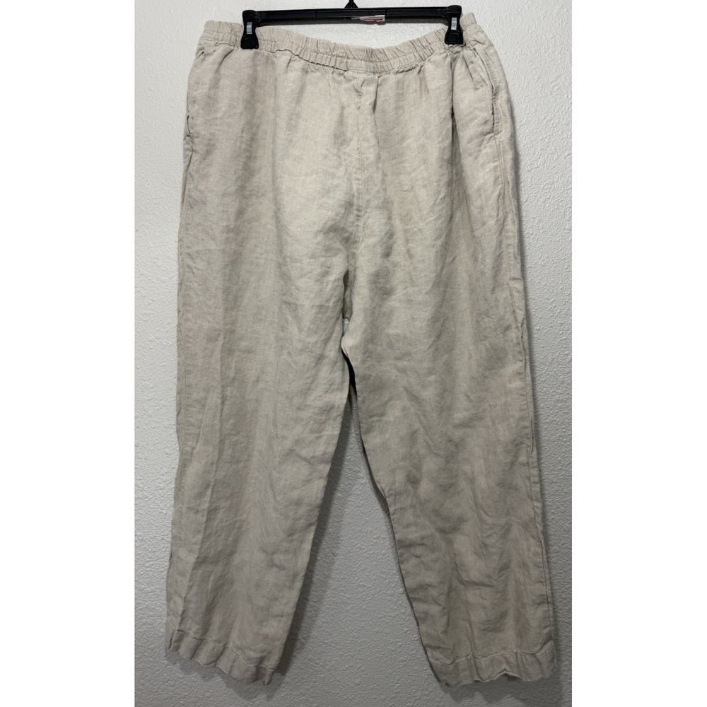 J Jill Linen Cropped Pants 3X Plus Boho Linen Pull On Neutral Beach Curvy